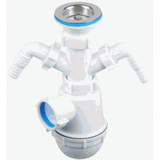 Сифон для мойки АНИ Грот 1.1/2х40 c 2-мя отводами д/стир.машины А1100